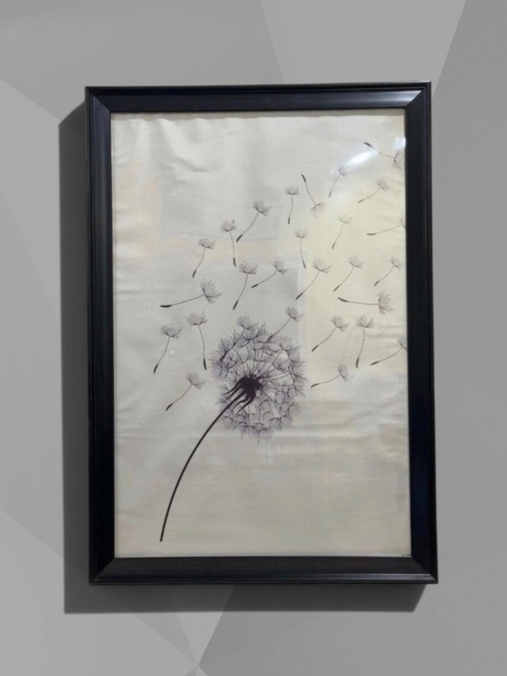 Dandelion Framed Poster Paper Art with Floating Seeds Size 18x24